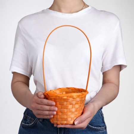 Wicker basket, bamboo, orange, medium