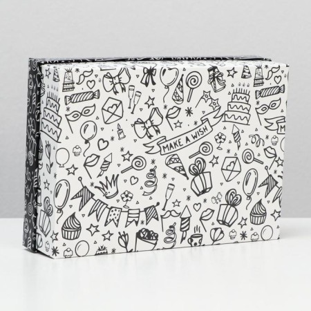 Gift box team "Happy Birthday", black and white, 21 x 15 x 5.7 cm-3