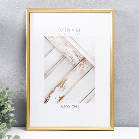 Photo frame plastic "Mira" 29.7x42 cm, (A3) gold (plastic screen)