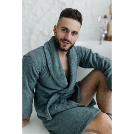 Tainted male bathrobe, size 48, green color-13
