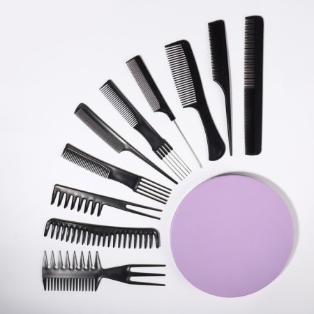 A set of combs, 10 items, in a case, black color-2