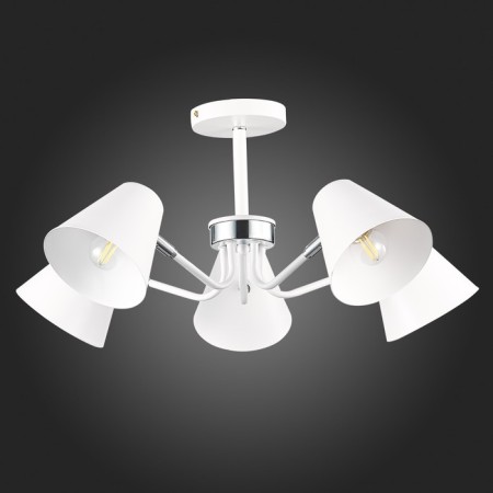 Ceiling EVOLUCE lamp. Sle106702-05. Lere. 5x60 watts, E27, 63x63x28 cm, white color, chrome-5