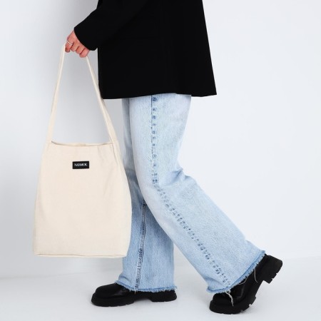 Shopper without fastening, beige color-8