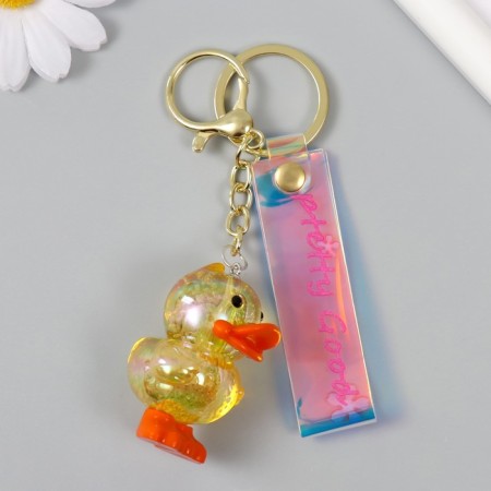 A keychain plastic with a carbine, a strap "Diplon with sparkles" 3.3x3.7x5 cm-1