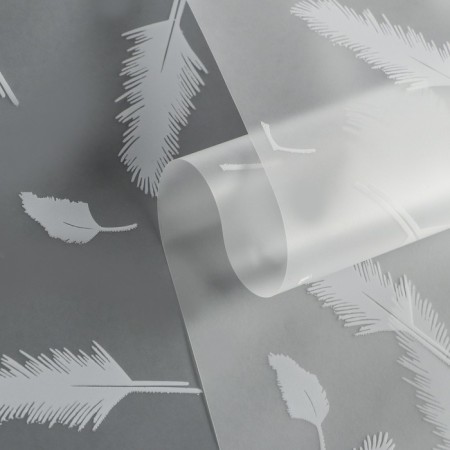 Flower film, matte, "feathers", white, 0.6 x 9m ± 5%-1
