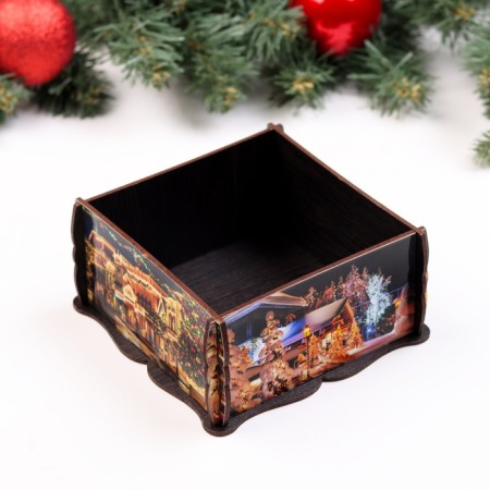 Napkin Square decorated city, 14x14x7.3 cm-2