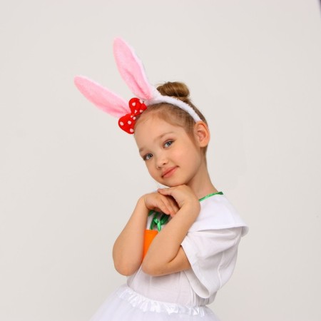 Carnival costume "Bunny white with rim", height 98-128 cm-3