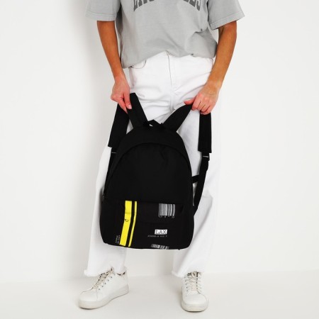 Backpack school youth "barcode", 33x13x37 cm, lightning department, outer pocket, black color-10