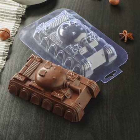 Form for chocolate and sweets plastic "Tank Big", the color is transparent