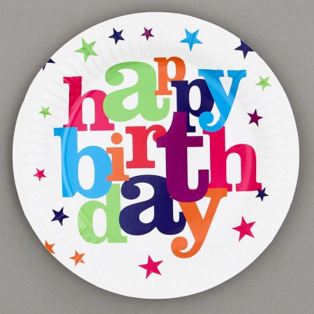 Paper plates "Happy Birthday" with stars, 6 pcs