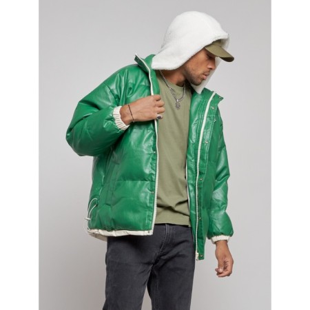 Eco -leather jacket men, size 50, green color-5