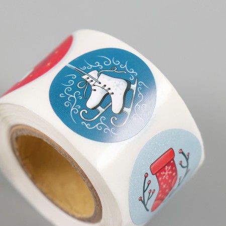 New Year Sticker Paper "Fox" d = 2.5 cm 252 pcs in the roll-3