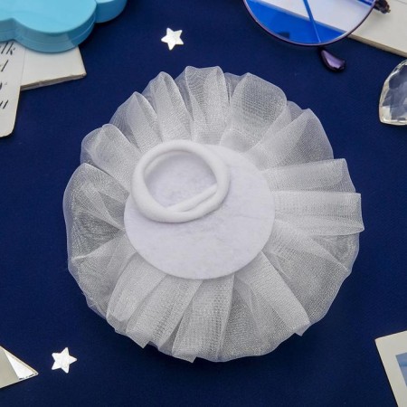 Hair elastic band Bant "Schoolgirl" Wave Flower, D-10 cm, White-1