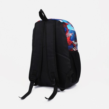 School backpack from lightning textiles, external pocket, blue/red color-3
