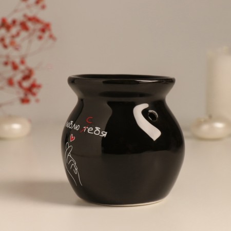 Aroma lamp ceramics "I love myself" black 7.2x7.2x7.8 cm-4