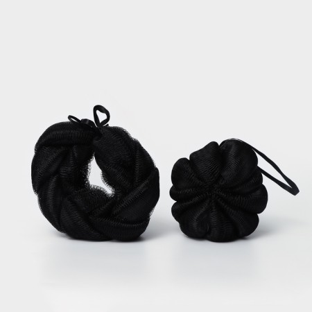 Set of body washcloths Cupellia spa: braid 70 g + shell 46 gr, black color-1