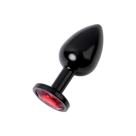 Anal plug with the Toyfa Metal rhinestone, black, ruby, 8.2 cm, d = 3.4 cm-1
