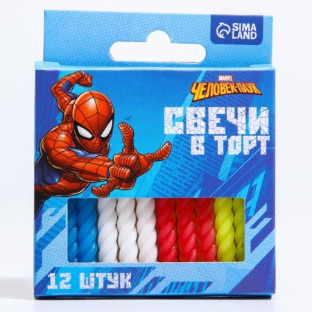 Set of candles for the cake "Happy Birthday", 12 pieces, spider-man-3