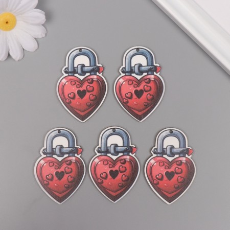 Decor for creativity tree "Heart and Heart" set of 5 pcs 5.5x3.7x0.3 cm-2
