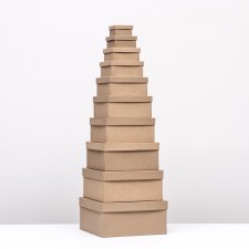 Set of square boxes 10 in 1 craft, 24.5 x 24.5 x11.5 - 6.5 x 6.5 x 4 cm,