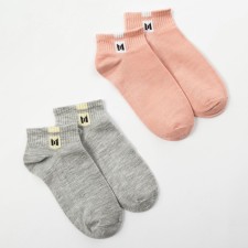 A set of children's socks 2 pairs of minku is monophonic, pink/gray color, size 35-38 (22-24 cm)