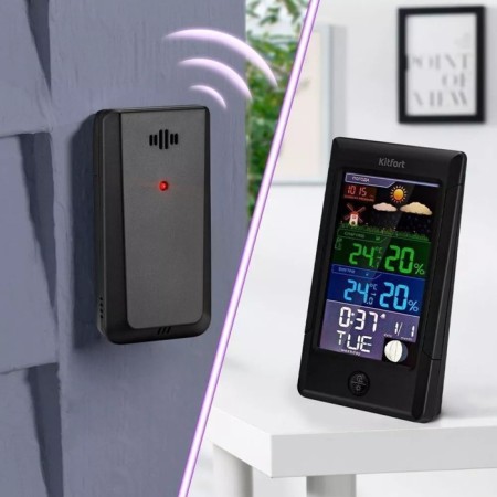 KT-3322 weather station, indoor, moon phase, atmospheric pressure, black-1