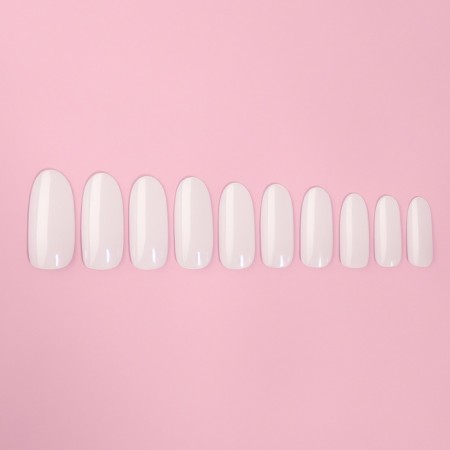 Tips for nail extension, 500 pcs, oval shape, in a bag, 10 sizes, milk color-1