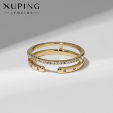 Кольцо XUPING две линии, цвет белый в золоте, размер 16