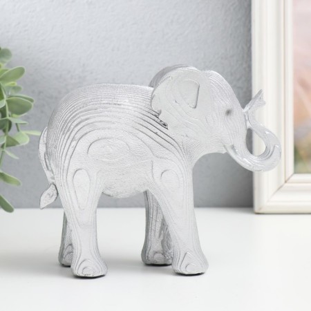 Souvenir Polystone "Silver Elephant, layers" 16x7x13.5 cm-3