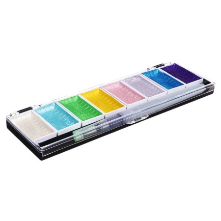 Watercolor paints, mother -of -pearl, + brush, in a plastic box, 8 colors-2