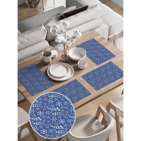 Set of napkins for setting the table "Dance of Snowflakes", rectangular, rounded edges, size 30x46 cm, 4 pcs-1