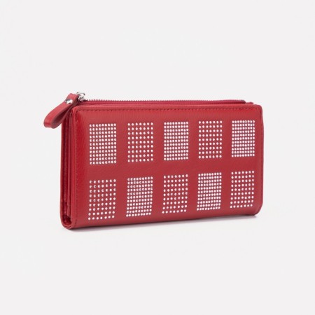 Women's wallet on the button, red color