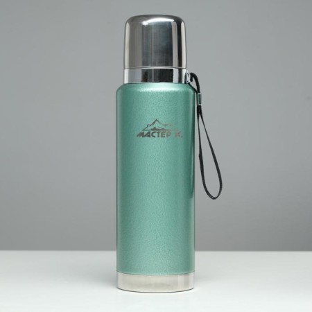 Thermos, 1 l, the journey "Master K.", with a mug and a strainer, retains heat 48 hours, green