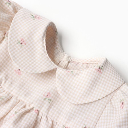 Baby dress I "flowers", height 80-86, beige-1