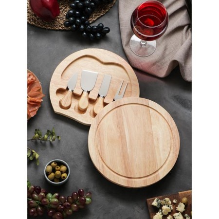 Set for feeding cheese, oak board 25 × 25 × 3.5 cm, 4 knives for cheese-6