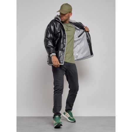 Eco -leather jacket men, size 48, black color-11