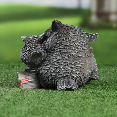 Garden Figure "Owl with Oblits and Book" 17x15cm-3