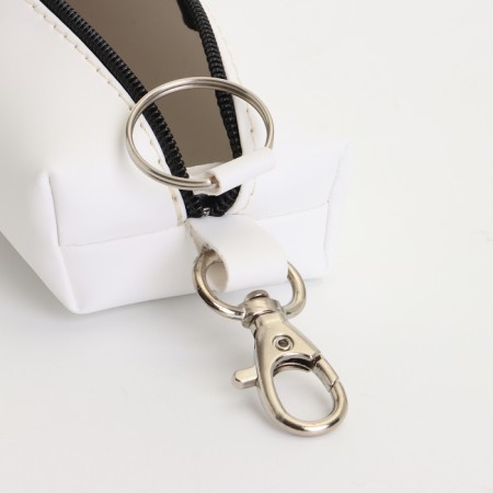 Key of zipper, length 16 cm, ring, carbine, white color-1