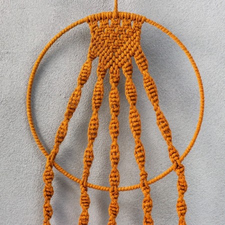 Dreaming Catcher using the Macrame "Leaflets" Burn sugar 55x25 cm-1