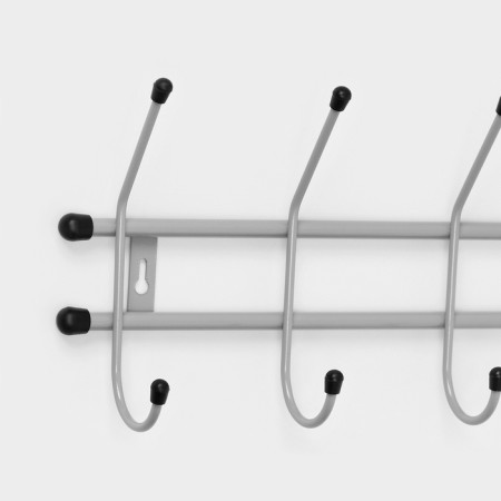Wall hanger for 5 hooks “Standard 5”, 45 × 18 × 8 cm, color gray metallic-1
