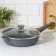 Granite pan, d = 26 cm, anti -stick coating, removable handle, glass cover, color gray color