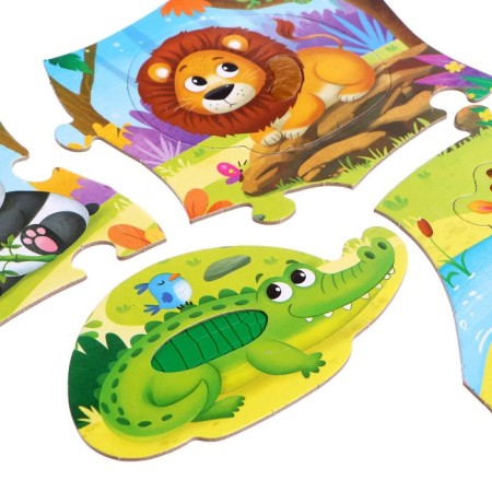 Puzzles with tactile inserts "Jungle animals", 13 details-2