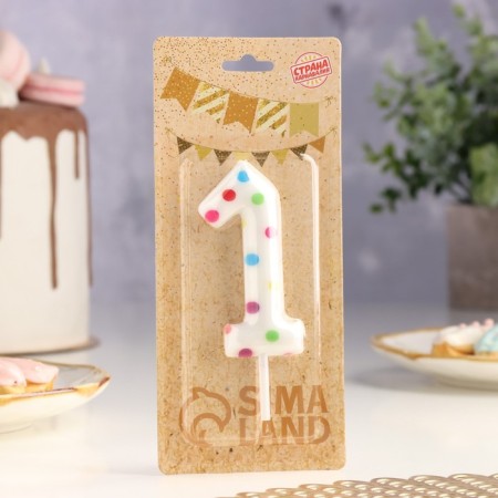 A candle in a cake for a birthday "Confetti", the number "1", a giant, 9 cm-1
