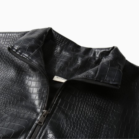 Bomber (jacket) Women's minku: Eco leather Black color, river 46-8