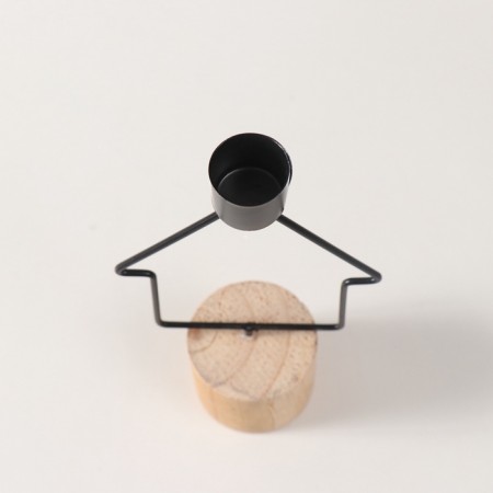 Climber metal, wood on 1 candle "House" d = 2 cm 9x5x17.5 cm-3