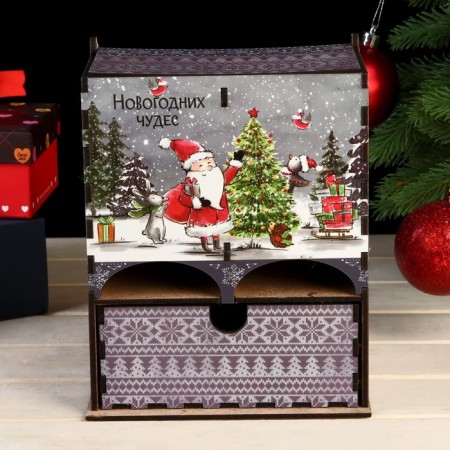 New Year's tea house "Santa Claus and Snowman" 20x15x8.5 cm-2