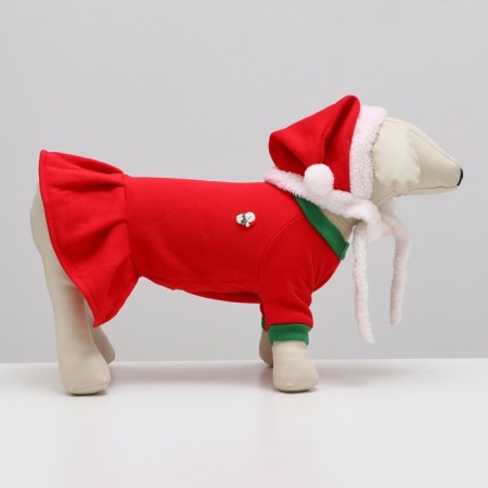 New Year's costume "Snow Maiden" for dogs, size XL, red (DS 38, Osh 38, OG 48 cm)-1