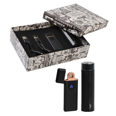 Gift set 2 in 1: Electronic lighter 7.5 x 3 cm, electric shock 9.5 x 2.5 cm