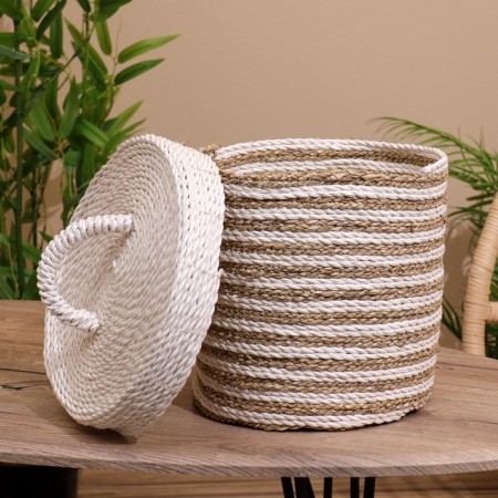Wicker basket with a lid 27x27x35 cm-7