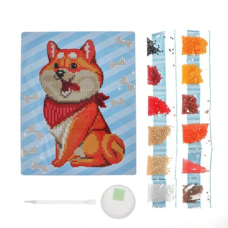 Diamond mosaic with partial filling for children "Fluffy Dog", 20 x 25 cm-3